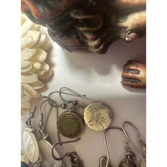 LOT of 5 Pairs of Sterling Silver Dangle Earrings - Picture 8 of 8